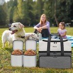 Mancro Dual Layers Dog Travel Bag, Pet Travel Bags with 2 Extra Large Food Containers, 2 Collapsible Dog Bowls, Multi-Pockets Tote Organizer for Dog Supplies, Dog Road Trip Essentials, Weekend Camping