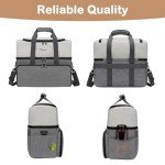 Mancro Dual Layers Dog Travel Bag, Pet Travel Bags with 2 Extra Large Food Containers, 2 Collapsible Dog Bowls, Multi-Pockets Tote Organizer for Dog Supplies, Dog Road Trip Essentials, Weekend Camping
