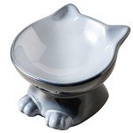 Nihow Elevated Cat/Dog Bowls: 5 Inch Ceramic Raised Cat Food & Water Bowl Set for Protecting Pet's Spine - Feeding & Watering Supplies for Pets - Elegant Gray (4.5 OZ /1 PC)