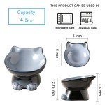 Nihow Elevated Cat/Dog Bowls: 5 Inch Ceramic Raised Cat Food & Water Bowl Set for Protecting Pet's Spine - Feeding & Watering Supplies for Pets - Elegant Gray (4.5 OZ /1 PC)