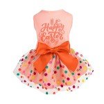 Fitwarm Happy Easter Day Dog Dress 100% Cotton Girl Dog Clothes Easter Bunny Dogs Dresses Pet Apparel Doggie Tutu with Bowknot Cat Clothing Puppy Dresses Doggy Costume Attire Orange X-Small