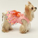 Fitwarm Happy Easter Day Dog Dress 100% Cotton Girl Dog Clothes Easter Bunny Dogs Dresses Pet Apparel Doggie Tutu with Bowknot Cat Clothing Puppy Dresses Doggy Costume Attire Orange X-Small