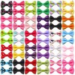 YAKA 60PCS (30 Paris) Cute Puppy Dog Small Bowknot Hair Bows with Metal Clips Handmade Hair Accessories Bow Pet Grooming Products (60 Pcs,Cute Patterns)