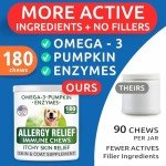 BARK&SPARK Dog Allergy Relief Chews (180 Immune Treats) - Anti-Itch Skin & Coat Supplement - Omega 3 Fish Oil - Dry & Itchy Skin Relief Treatment Pills - Itching, Paw Licking & Hot Spots