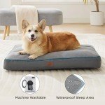 Bedsure Waterproof Dog Beds for Large Dogs - 4 Inch Thicken Up to 80lbs Pet Mat Pillows with Removable Washable Cover, Grey