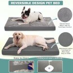 Waterproof XXL Dog Beds Large Sized Dog, Orthopedic Washable Crate Pad 48 inch, Jumbo XXLarge Foam Pet Bed with Removable Cover Reversible, Anti-Slip Kennel Pad, 47"x29", Gray