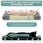 Waterproof XXL Dog Beds Large Sized Dog, Orthopedic Washable Crate Pad 48 inch, Jumbo XXLarge Foam Pet Bed with Removable Cover Reversible, Anti-Slip Kennel Pad, 47"x29", Gray