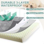 Waterproof XXL Dog Beds Large Sized Dog, Orthopedic Washable Crate Pad 48 inch, Jumbo XXLarge Foam Pet Bed with Removable Cover Reversible, Anti-Slip Kennel Pad, 47"x29", Gray