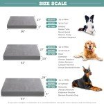 Waterproof XXL Dog Beds Large Sized Dog, Orthopedic Washable Crate Pad 48 inch, Jumbo XXLarge Foam Pet Bed with Removable Cover Reversible, Anti-Slip Kennel Pad, 47"x29", Gray