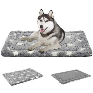 EMPSIGN Dog Crate Pad - Reversible Kennel Mat (Cool & Warm), Machine Washable, Cozy Star Pattern Sleeping Pad for Small Medium Large Dogs, All-Season Pet Bed, Suitable for 36"x24" Dog Crate, Grey