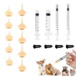Kitten Feeding Nipples and Nursing Syringe, 18PCS Reusable Newborn Pet Supplies, Including 4PCS O-Ring Syringe (1 3 5cc), 10PCS Kittens Nipple for Small Breed Puppies/Kittens/Squirrels.