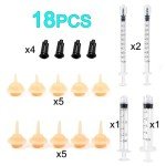 Kitten Feeding Nipples and Nursing Syringe, 18PCS Reusable Newborn Pet Supplies, Including 4PCS O-Ring Syringe (1 3 5cc), 10PCS Kittens Nipple for Small Breed Puppies/Kittens/Squirrels.