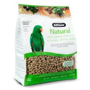 ZuPreem Natural Bird Food, Bird Feed Pellets for Parrots, Conures, Caiques, African Greys, Eclectus & Small Cockatoos, Nutrition, Made in USA, Parrot Food, Conure Feed, (M/L, 3 lb)