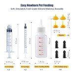 Kitten Bottle Feeding Kit, Pet Bottle, Silicone Nipples, 10 FR Feeding Tube, Pet Pill Shooter, Aspirator Bulb, Small Animal Feeding Supplies, for Tiny Animal, Kitten, Puppy, Rabbit, Squirrels