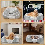 Dog Beds Small Medium Large Size Dog, Rectangle Cat Bed for Indoor Crate Sofa and Backseat of a Car, Non-Slip Bottom Breathable Soft Couch