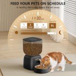 PawPoll Automatic Cat Feeder and Water Dispenser - Timed Pet Dry Food Dispenser Programmable Portion Control Pet Feeder Dual Power Supply Cats Food Dispenser with Desiccant Bag