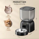 PawPoll Automatic Cat Feeder and Water Dispenser - Timed Pet Dry Food Dispenser Programmable Portion Control Pet Feeder Dual Power Supply Cats Food Dispenser with Desiccant Bag