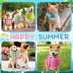 Geyoga 60 Pcs Summer Plaid Dog Bandanas Bulk Pet Grooming Scarf Bibs Supplies Adjustable Washable Kerchief Pet Groomer Accessories for Small to Large Cats Dogs Costume Party
