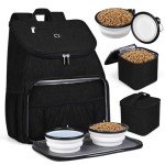 BAGLHER丨Dog Travel Bag, Airline Approved Pet Supplies Backpack, Dog Travel Backpack Accessories Set with 2 Silicone Collapsible Bowls and 2 Food Baskets. Black