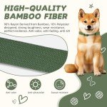 Pawhuggies Olive Green Dog Collar and Leash Set for Small Dogs, Bamboo and Polyester Adjustable Set, 4 Ft Leash