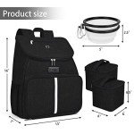 BAGLHER丨Dog Travel Bag, Airline Approved Pet Supplies Backpack, Dog Travel Backpack Accessories Set with 2 Silicone Collapsible Bowls and 2 Food Baskets. Black