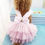 Dog Dresses, Fashion Pet Dog Clothes, Striped Mesh Puppy Dogs Princess Dresses (Pink, X-Large)