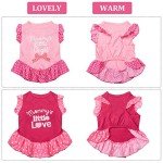 2 Pieces Dog Dresses for Dogs Cute Girl Female pet Dress Mommy Puppy Shirt Skirt Dresses Pet Summer Clothes Apparel for Cats(Love and Angel,Medium)
