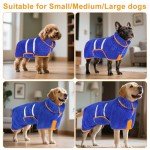 Bienbee Dog Bathrobe, Quick Drying Super Absorbent Dog Robes for After Bath, Warm Keeping Dogs Towel, Dogs Bath Supplies, Dark Blue XL