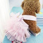 Dog Dresses, Fashion Pet Dog Clothes, Striped Mesh Puppy Dogs Princess Dresses (Pink, X-Large)