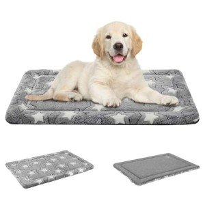 EMPSIGN Dog Crate Pad - Reversible Kennel Mat (Cool & Warm), Machine Washable, Cozy Star Pattern Sleeping Pad for Small Medium Large Dogs, All-Season Pet Bed, Suitable for 30"x20" Dog Crate, Grey
