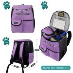 PetAmi Dog Travel Bag Backpack, Airline Approved Dog Bags for Traveling, Puppy Diaper Bag Supplies, Pet Camping Essentials Hiking Accessories Dog Mom Gift, Food Container, Collapsible Bowls, Purple
