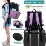 PetAmi Dog Travel Bag Backpack, Airline Approved Dog Bags for Traveling, Puppy Diaper Bag Supplies, Pet Camping Essentials Hiking Accessories Dog Mom Gift, Food Container, Collapsible Bowls, Purple
