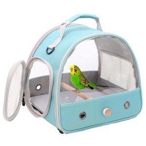 Small Bird Travel Cage Carrier, Portable Small Bird Parrot Parakeet Carrier with Standing Perch and Comfy Mat (NO Tray), Bird Carry Transport Bag for Vet Visit Shopping and Outdoor Adventure.