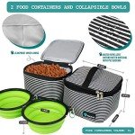 PetAmi Dog Travel Bag - Organizer with Food Container, Bowls & Accessories for Weekend Camping, Cat Diaper Bag (Stripe Black, Large)