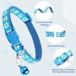 3 Pack Puppy Collar and Leash Dog Collar and Leash for Small Dogs Pet Cat Kitten Collar and Leashes Adjustable Training Rope Quick Release Paw Print Soft Nylon Pet Collar