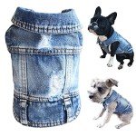 Dog Jean Jacket, Puppy Blue Denim Lapel Vest Coat Costume, Girl Boy Dog T-Shirt Clothes, Cool and Funny Apparel Outfits, Machine Washable Dog Outfits for Small Medium Dogs Cats (M)
