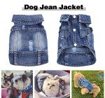 Dog Jean Jacket, Puppy Blue Denim Lapel Vest Coat Costume, Girl Boy Dog T-Shirt Clothes, Cool and Funny Apparel Outfits, Machine Washable Dog Outfits for Small Medium Dogs Cats (M)