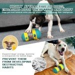BSISUERM Dog Puzzle Toy Adjustable Treat Dispensing Ball Food Dispenser Tough Slow Feeder Puppy Enrichment Training Toy Pet Interactive Chase Toys for Small Medium Large Dogs to Keep Them Busy, Green