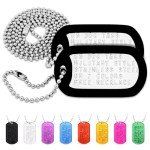 GoTags Personalized Dog Tags, Custom US Military ID Necklace Set , Steel Ball Chain and Tag Silencers, Stainless Steel, Black, Blue, Green, Gold, Pink, Purple, or Red