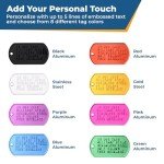 GoTags Personalized Dog Tags, Custom US Military ID Necklace Set , Steel Ball Chain and Tag Silencers, Stainless Steel, Black, Blue, Green, Gold, Pink, Purple, or Red