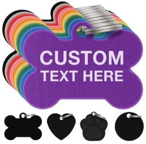 Pet ID Tag Custom for Dog Cat Personalized | Many Shapes and Colors to Choose from | Made in USA | Strong Anodized Aluminum
