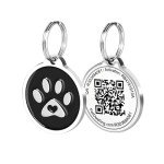 Pet Dwelling Premium QR Code Pet ID Tags - Dog Tags and Cat Tags, Connect to Online Pet Profile, Receive Instant Scanned Tag Location Email Alert(Black Paw)