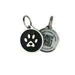 Pet Dwelling Premium QR Code Pet ID Tags - Dog Tags and Cat Tags, Connect to Online Pet Profile, Receive Instant Scanned Tag Location Email Alert(Black Paw)