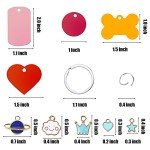 140pcs Pet ID Tag Set with 40pcs Colourful Blank Dog Tags Double Sided Aluminum Cat ID Tags，80pcs Stainless Steel Key Rings and 20pcs Pendants for Dogs Cats Pets Name Phone Number Craft Tag