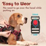 Eagloo Dog Harness for Large Dogs, Easy Wearing with 3 Buckles, Adjustable No Pull Pet Harness with 2 Rings for Walking, No Chock Reflective Soft Padded Vest with Control Handle, Black & Red, L
