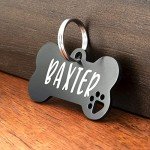 Ultra Joys Dog Tags Personalized for Pets - Hollow Paw Custom Pet ID Tag - Engraved Dog Tag for Small, Large Dogs - Large Bone in Black