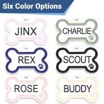 GoTags Stainless Steel Bone Dog Tag with Color Outline and Paw Print, Personalized Pet ID Tag for Dogs and Cats, Custom Engraving with up to 5 Lines of Text on Both Sides (Blue, Regular)