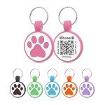 WhoseID QR Code Cat Tag, Modifiable Pet Online Profile Page, Multiple Emergency Contact, Silent Silicone, Lightweight, No Jinging, Collar Accessories, QR Cat ID Tag (Small Breeds - 1", Rose)