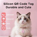 WhoseID QR Code Cat Tag, Modifiable Pet Online Profile Page, Multiple Emergency Contact, Silent Silicone, Lightweight, No Jinging, Collar Accessories, QR Cat ID Tag (Small Breeds - 1", Rose)