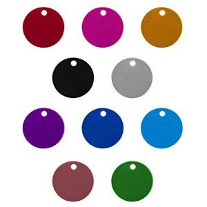Framendino, 10 Pack Pet ID Tag Colorful Round Double Sided Anodized Aluminum Stamping Blanks Discs Dog Cat Name Phone Number Charm